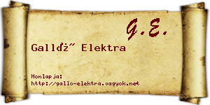 Galló Elektra névjegykártya